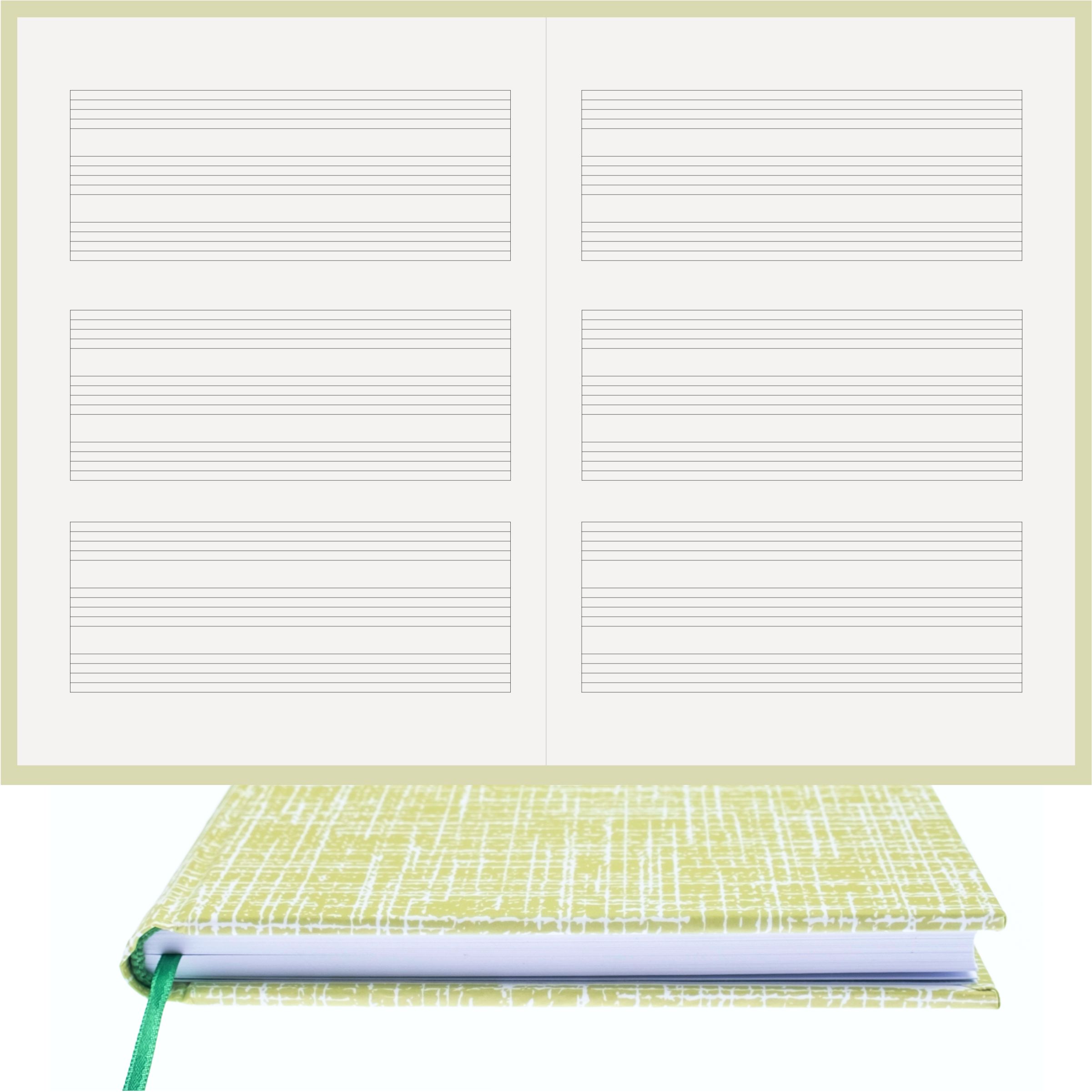 Piyano Müzik Nota Defteri - Anahtarsız Üçlü Nota Kağıdı  – Kuşe Kağıt Ciltli