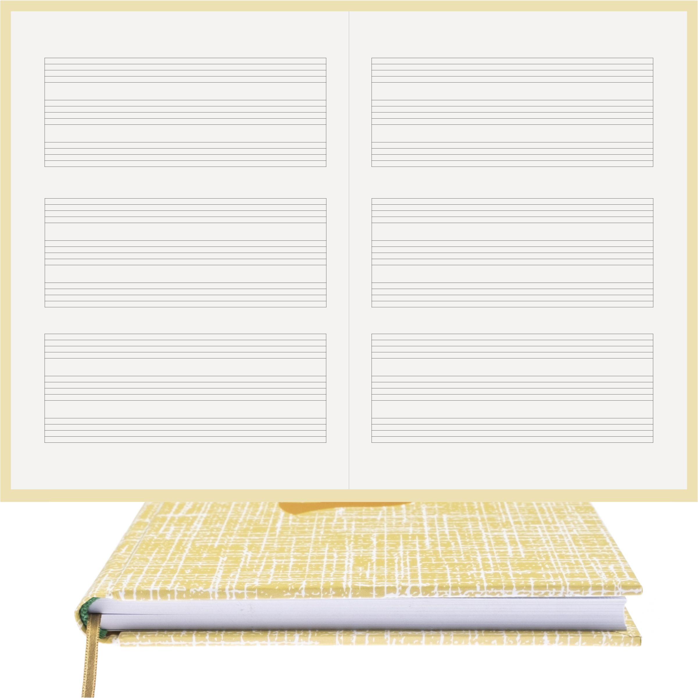 Piyano Müzik Nota Defteri - Anahtarsız Üçlü Nota Kağıdı  – Kuşe Kağıt Ciltli