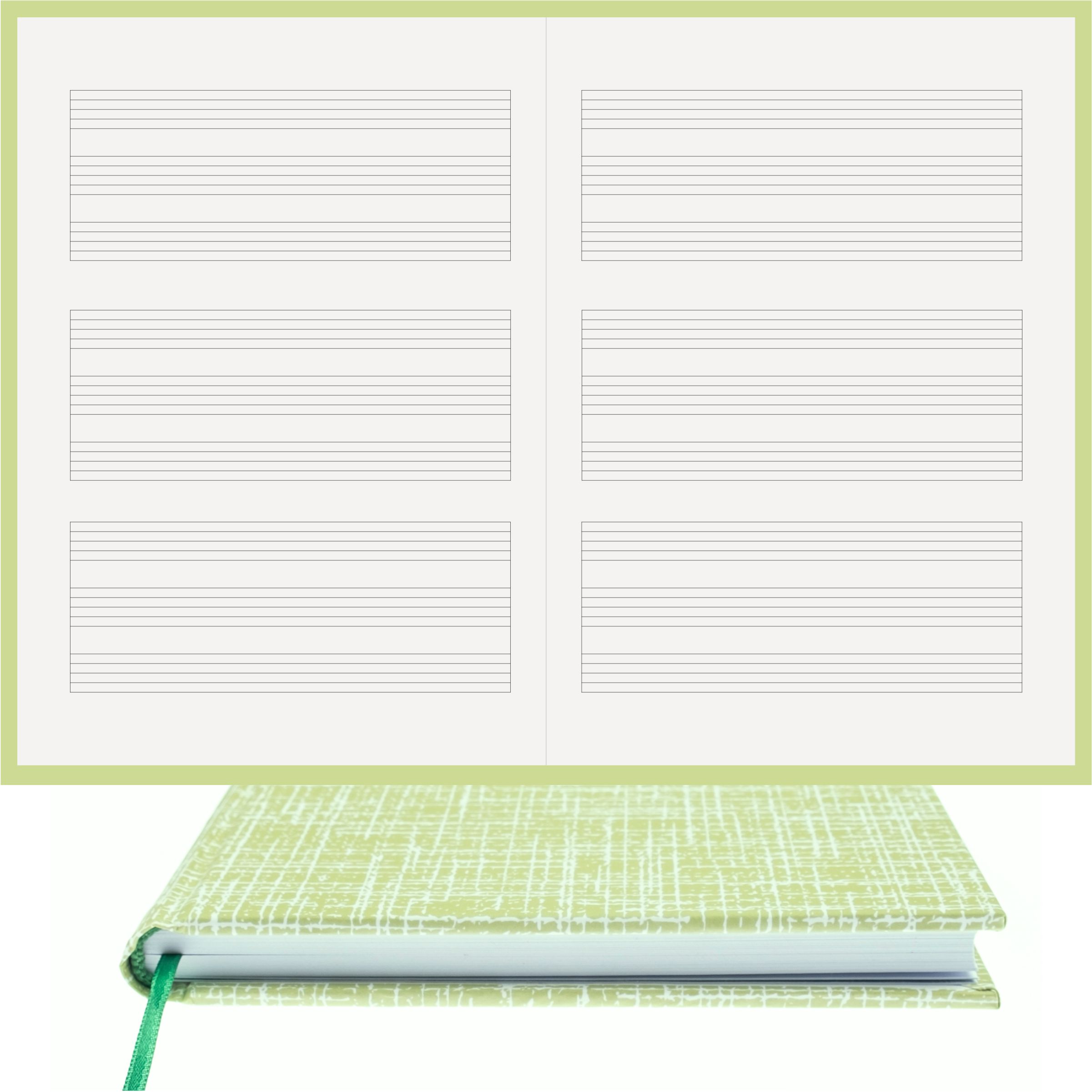 Piyano Müzik Nota Defteri - Anahtarsız Üçlü Nota Kağıdı  – Kuşe Kağıt Ciltli