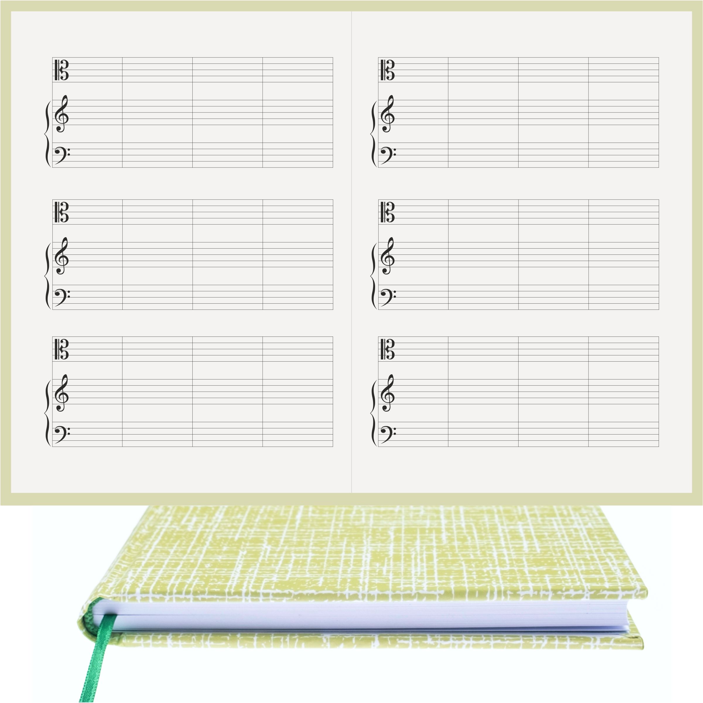 Piyano Müzik Nota Defteri - Do Sol Fa Anahtarlı Kesik Çizgili – Kuşe Kağıt Ciltli