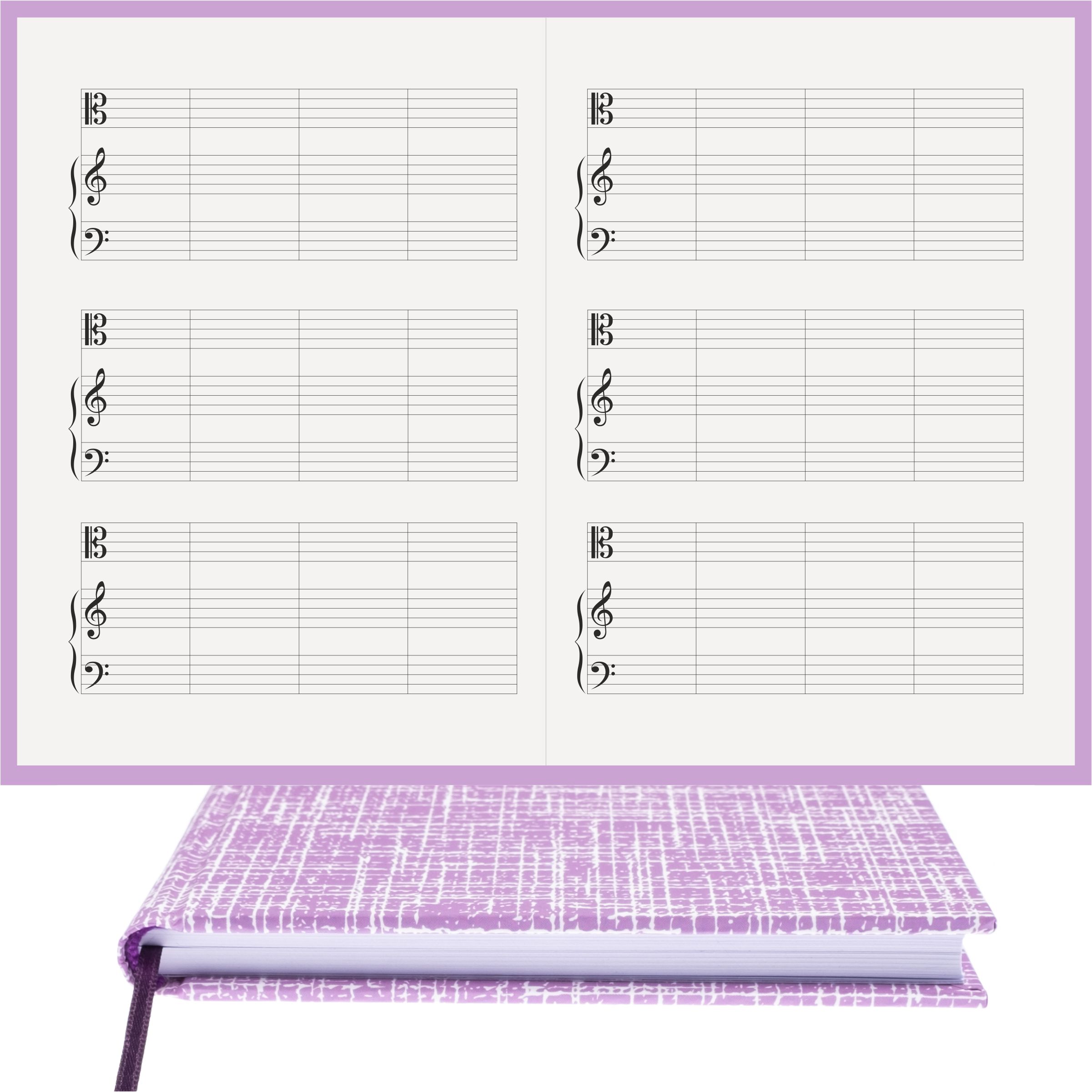Piyano Müzik Nota Defteri - Do Sol Fa Anahtarlı Kesik Çizgili – Kuşe Kağıt Ciltli