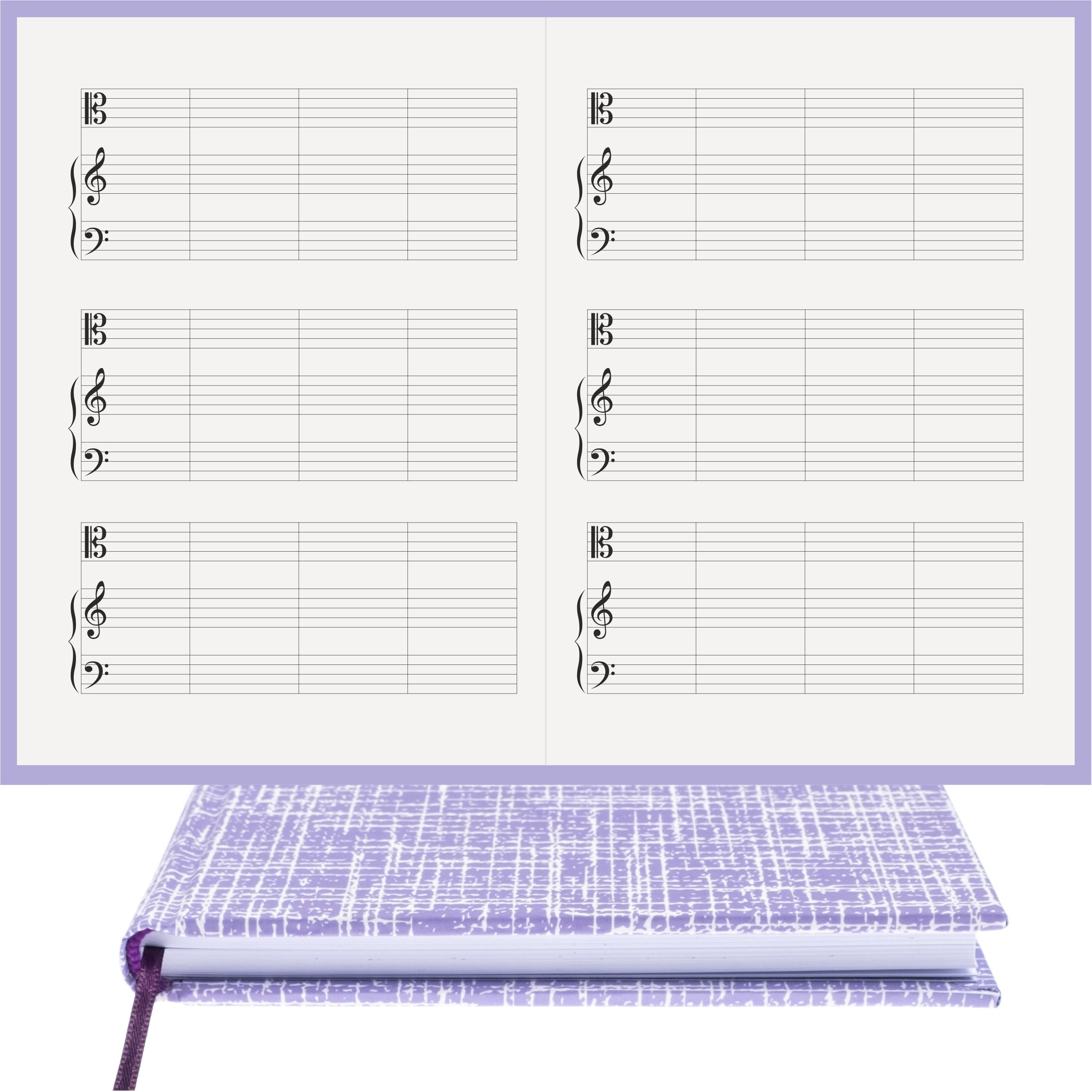 Piyano Müzik Nota Defteri - Do Sol Fa Anahtarlı Kesik Çizgili – Kuşe Kağıt Ciltli