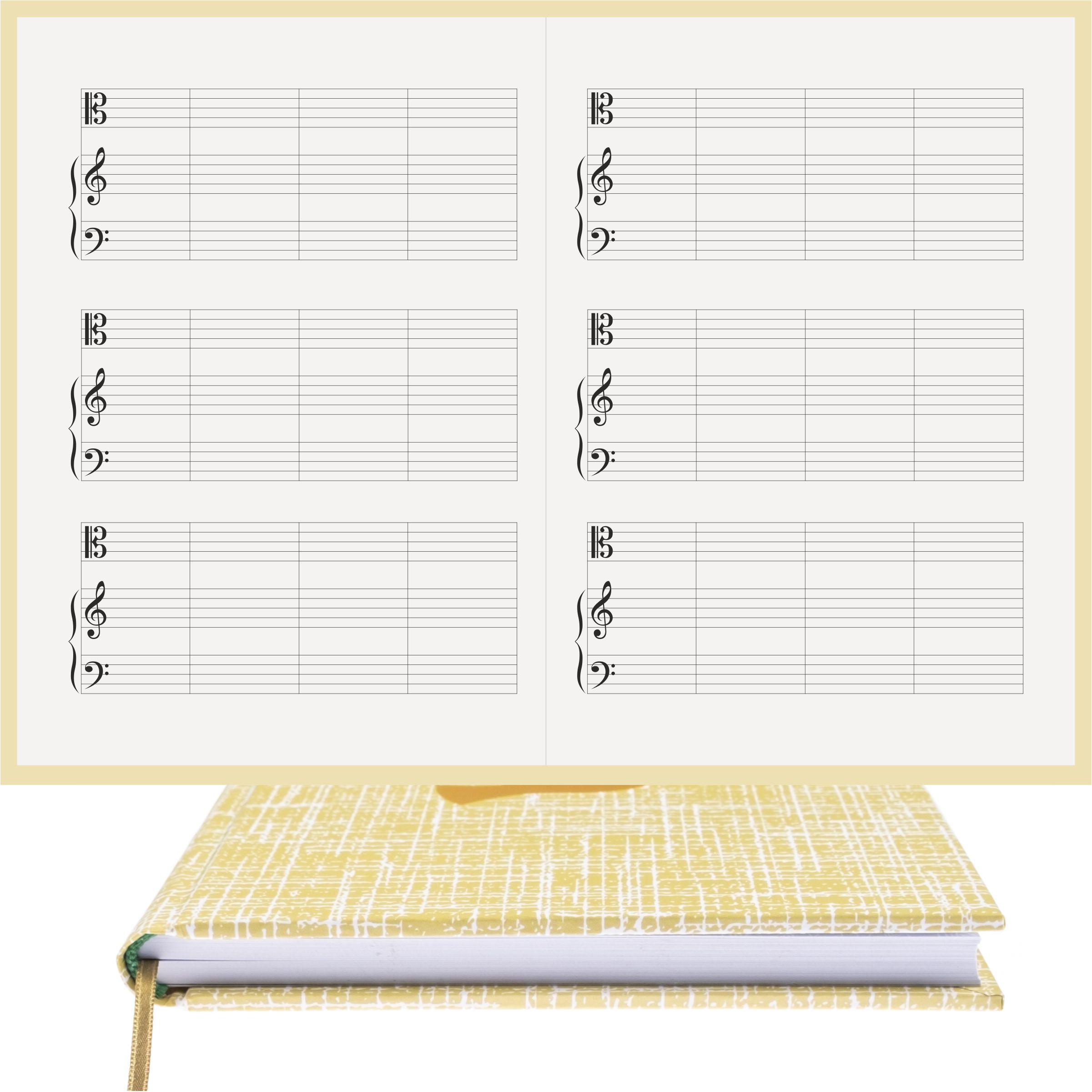 Piyano Müzik Nota Defteri - Do Sol Fa Anahtarlı Kesik Çizgili – Kuşe Kağıt Ciltli