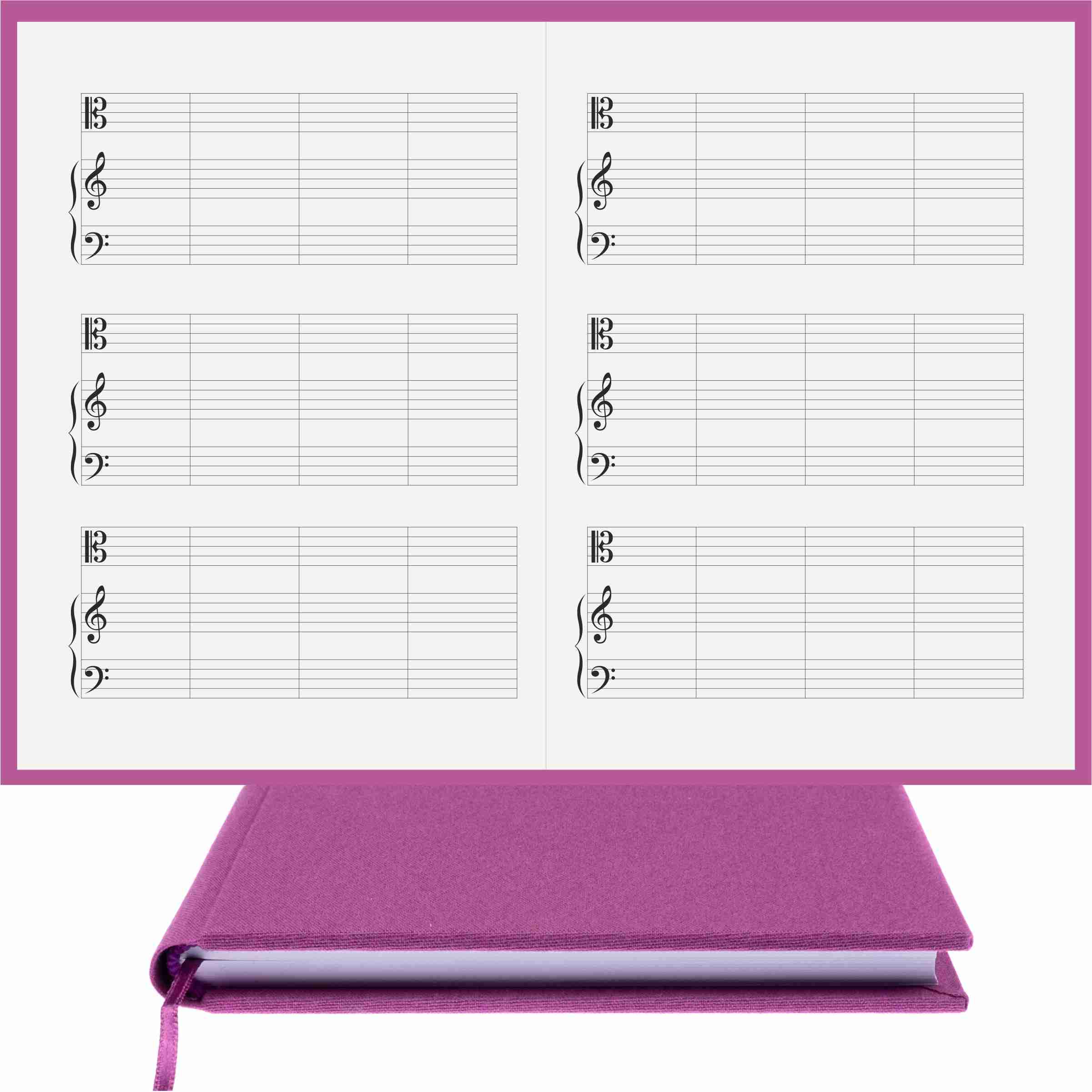 Piyano Müzik Nota Defteri - Do Sol Fa Anahtarlı Kesik Çizgili – Viskon Kumaş