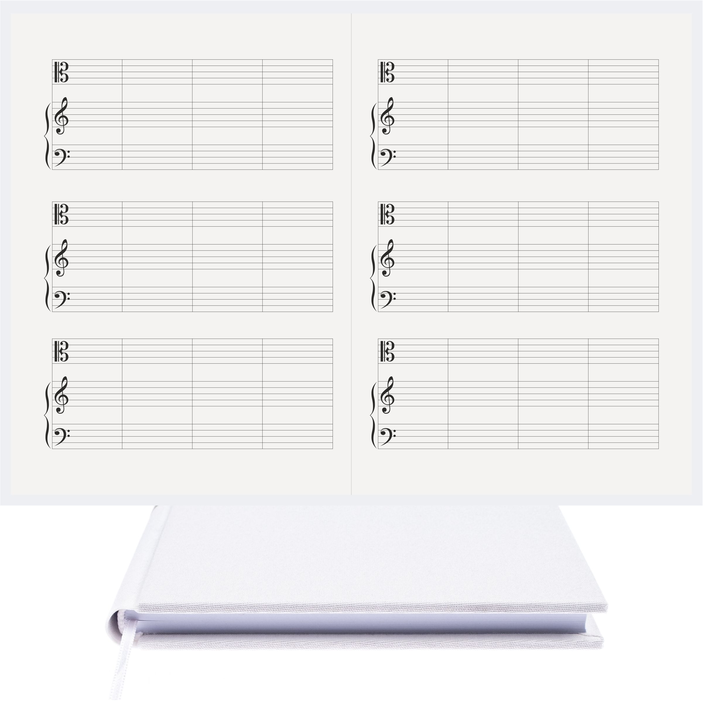 Piyano Müzik Nota Defteri - Do Sol Fa Anahtarlı Kesik Çizgili – Viskon Kumaş