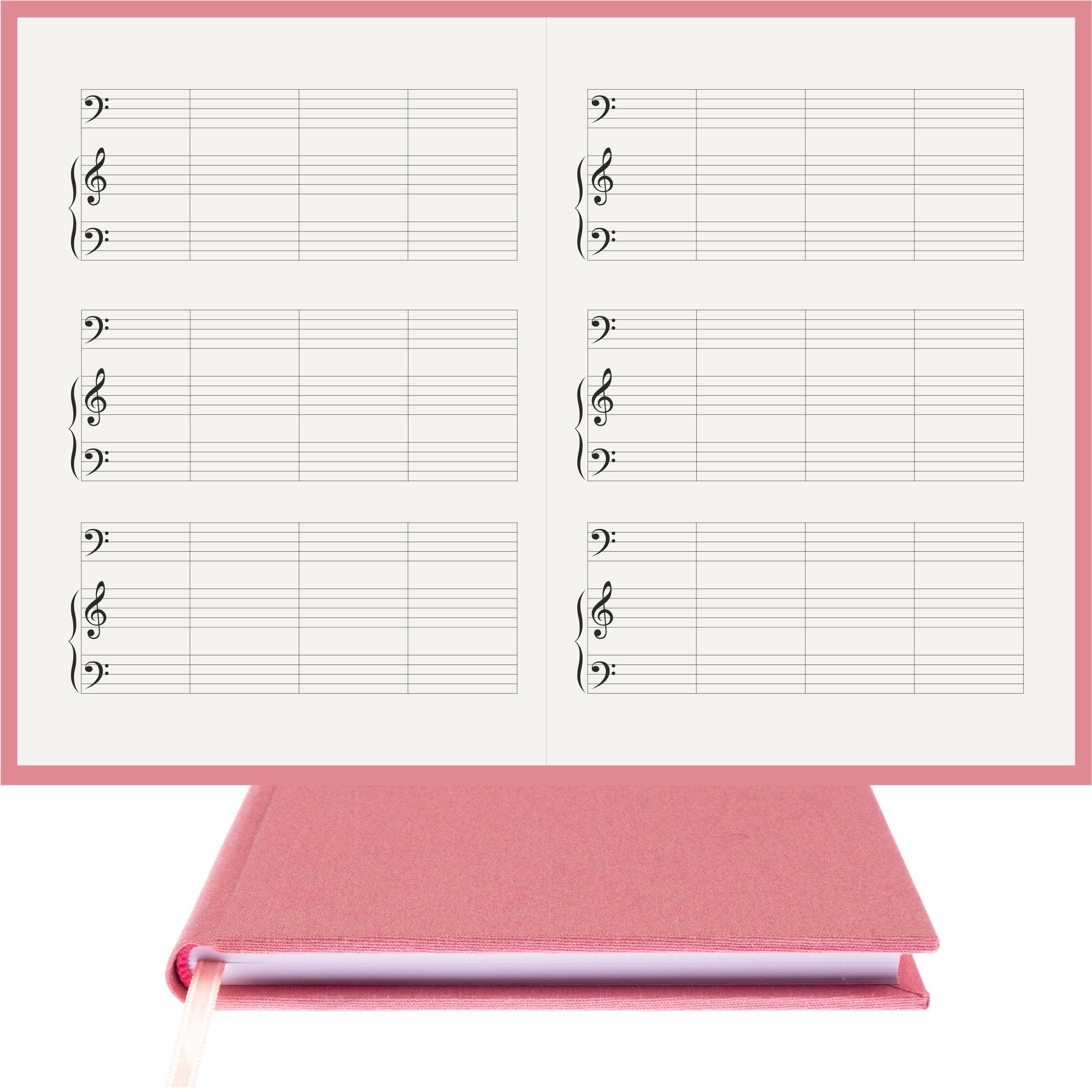 Piyano Müzik Nota Defteri - Fa Sol Fa Anahtarlı Kesik Çizgili – Viskon Kumaş