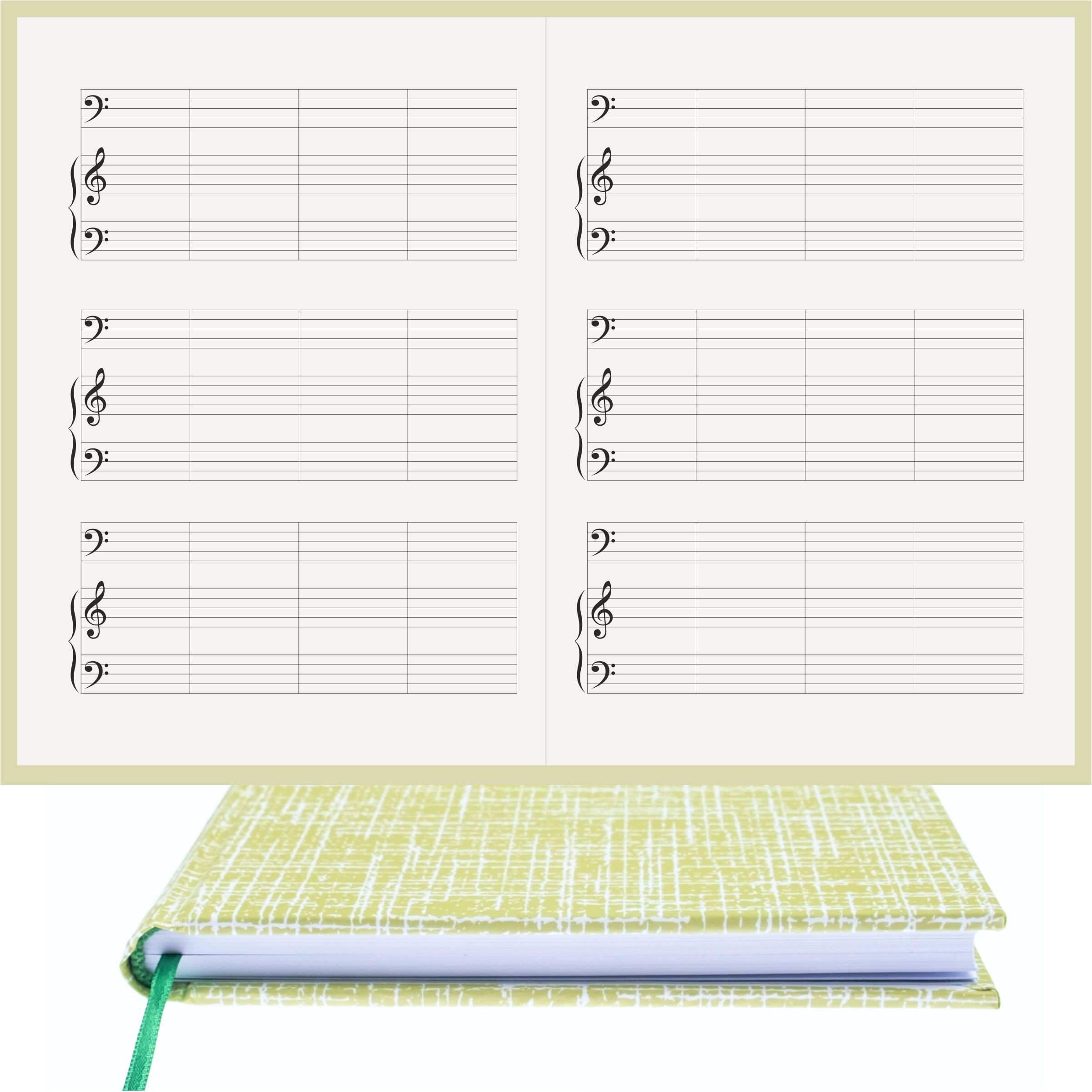 Piyano Müzik Nota Defteri - Fa Sol Fa Anahtarlı Kesik Çizgili – Kuşe Kağıt Ciltli