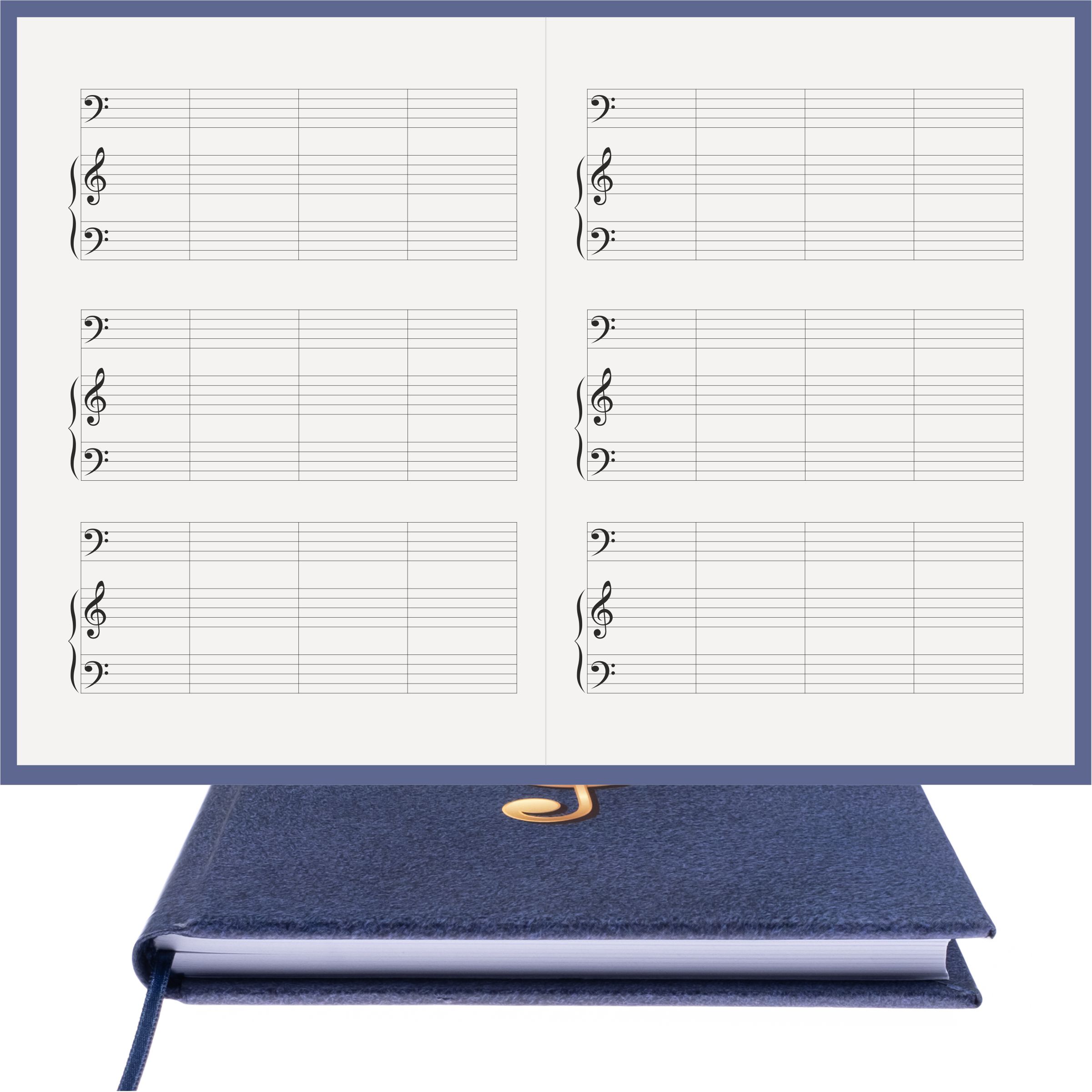 Piyano Müzik Nota Defteri - Fa Sol Fa Anahtarlı Kesik Çizgili – Kuşe Kağıt Ciltli