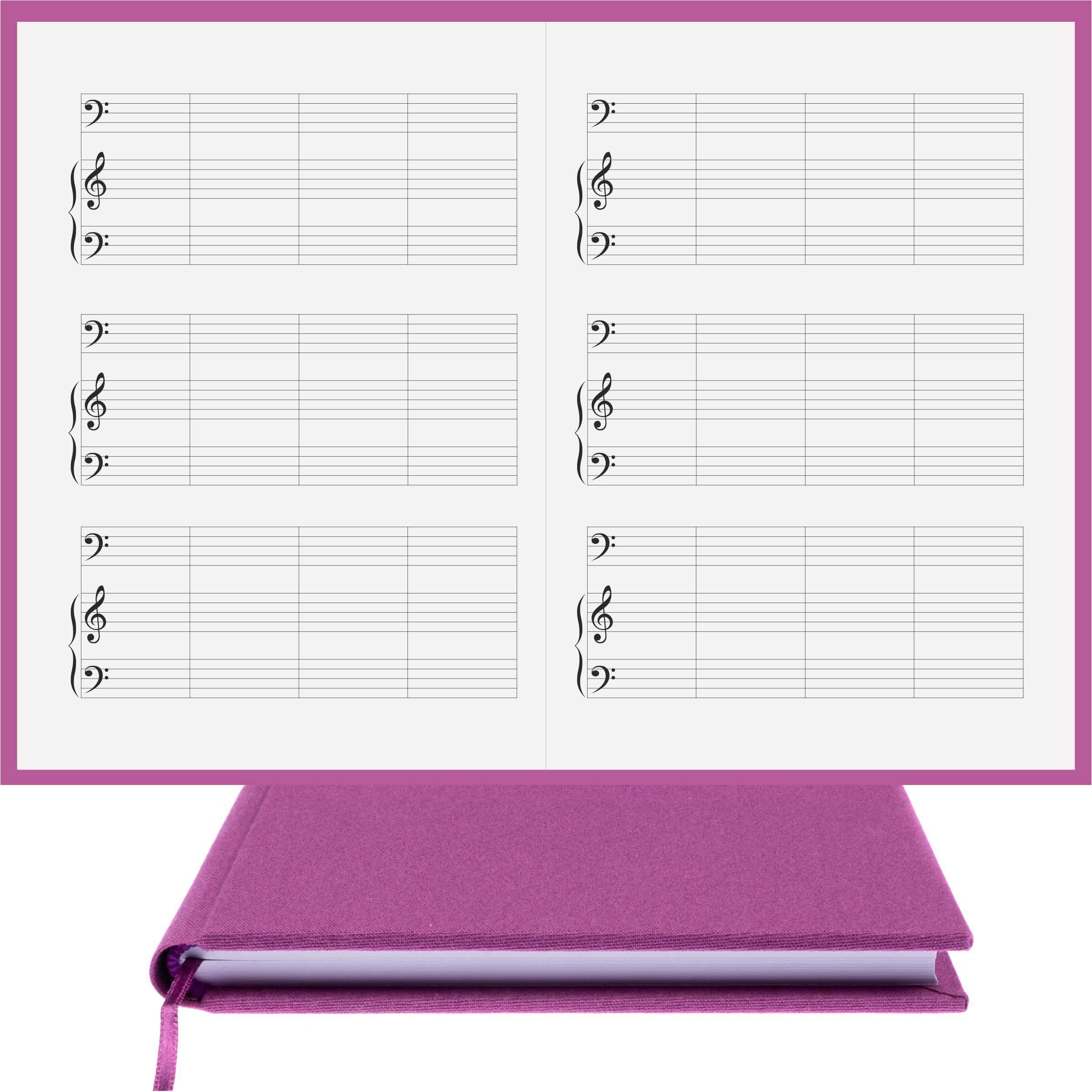 Piyano Müzik Nota Defteri - Fa Sol Fa Anahtarlı Kesik Çizgili – Viskon Kumaş