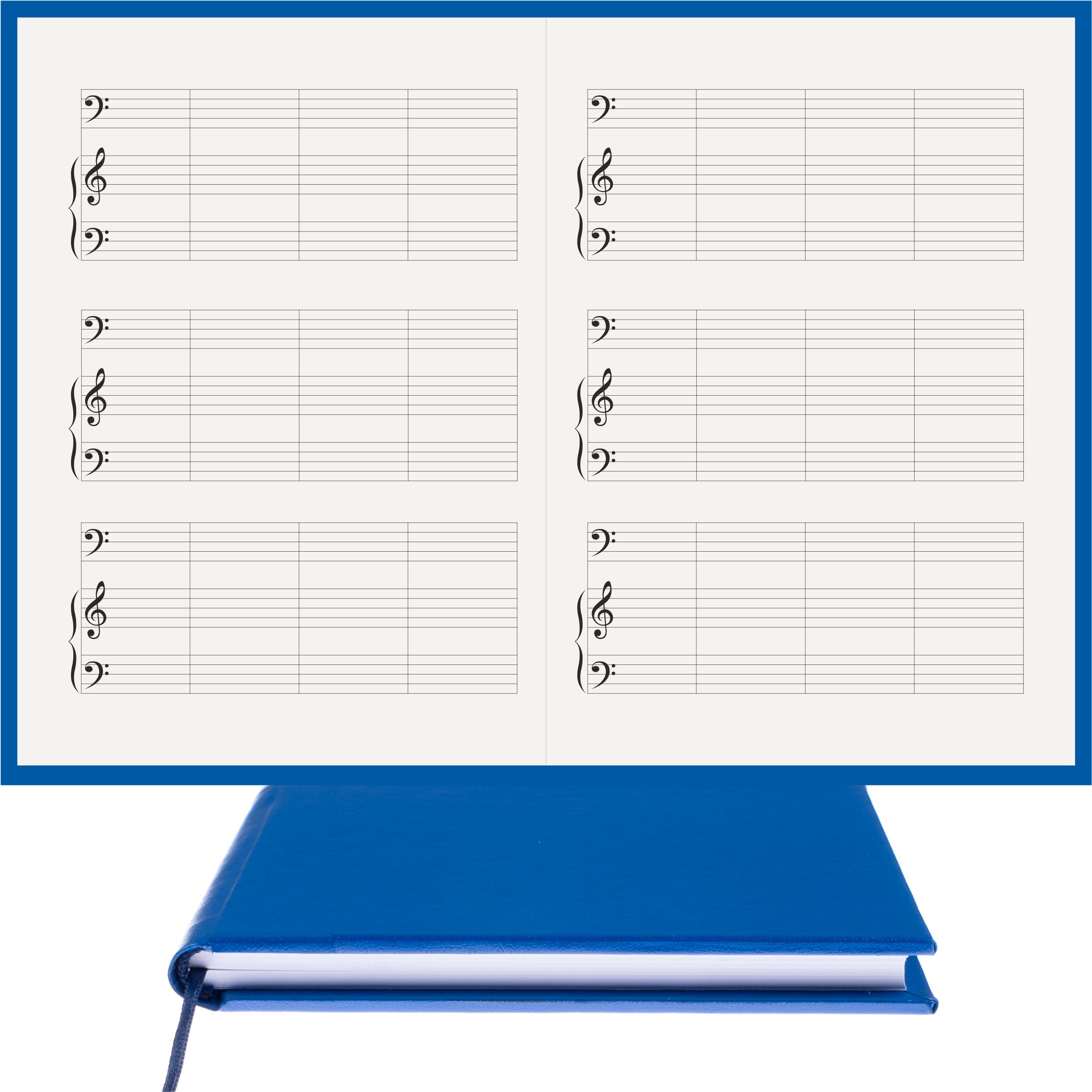 Piyano Müzik Nota Defteri - Fa Sol Fa Anahtarlı Kesik Çizgili – Termo Deri Ciltli