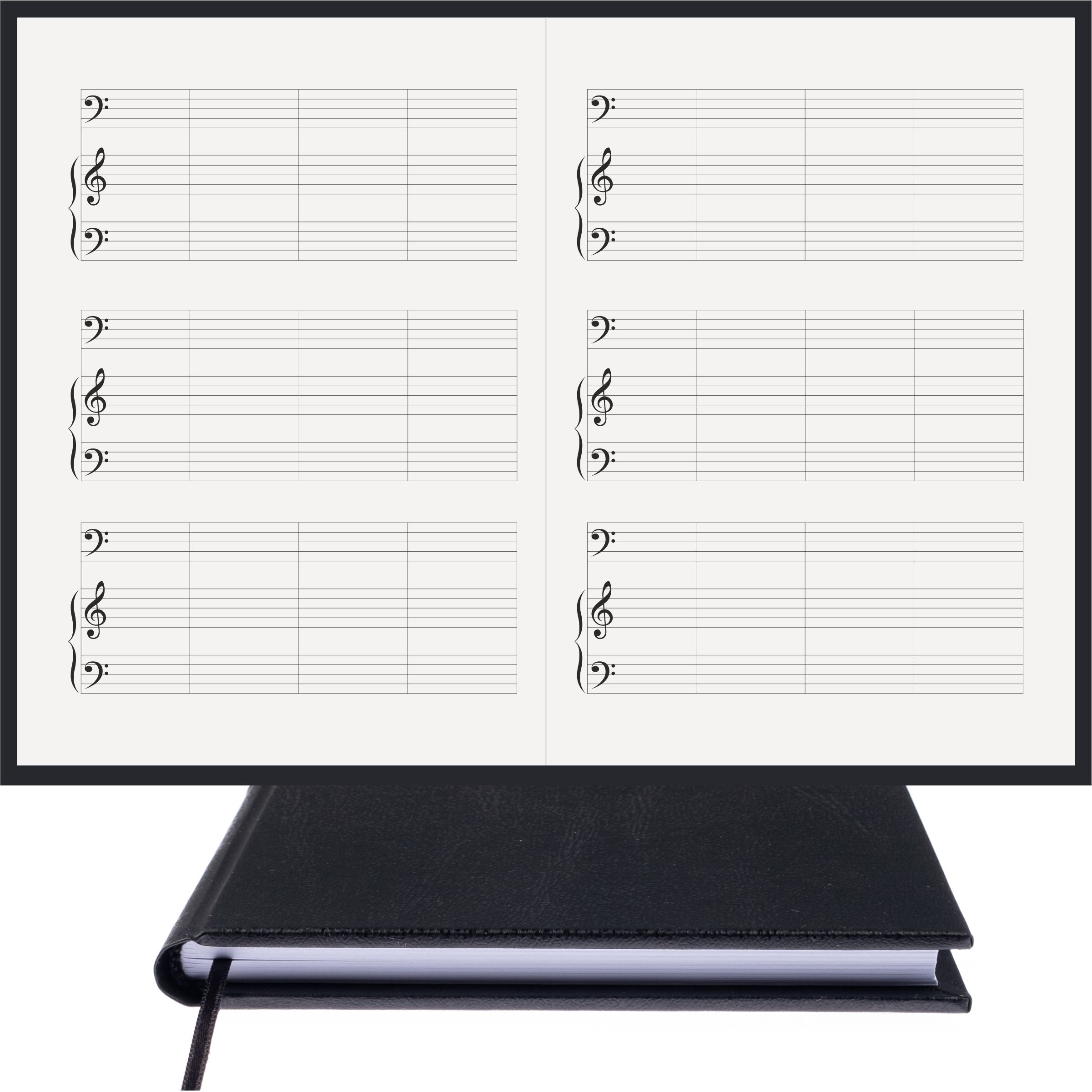 Piyano Müzik Nota Defteri - Fa Sol Fa Anahtarlı Kesik Çizgili – Termo Deri Ciltli