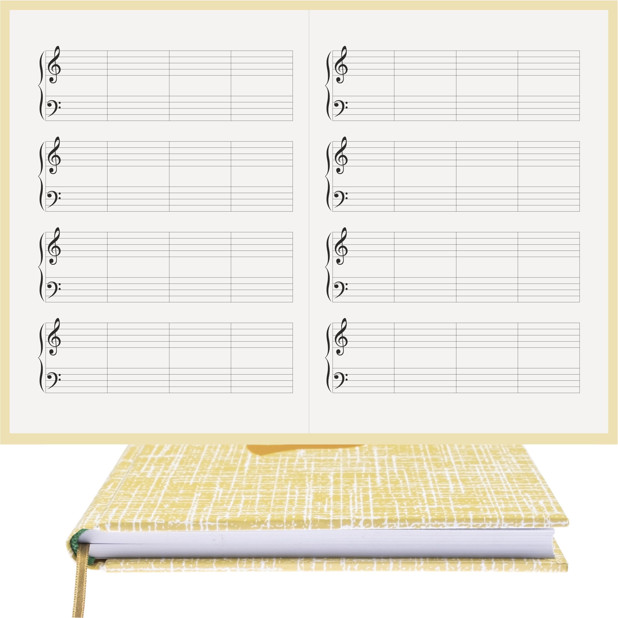 Piyano Nota Defteri Sol Fa Anahtarlı, K. Çizgili Nota Kağıdı – Kuşe Kağıt Ciltli