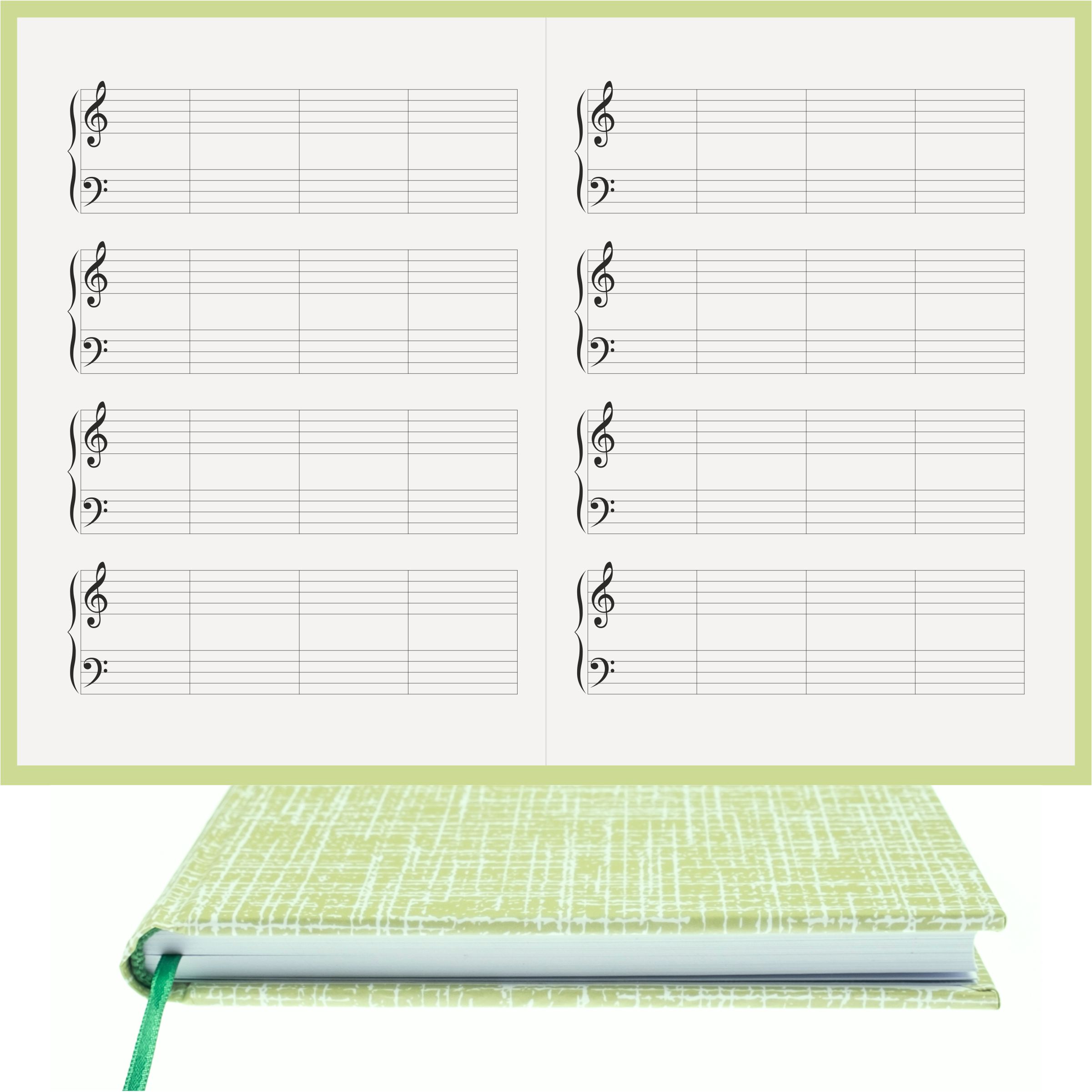 Piyano Nota Defteri Sol Fa Anahtarlı, K. Çizgili Nota Kağıdı – Kuşe Kağıt Ciltli