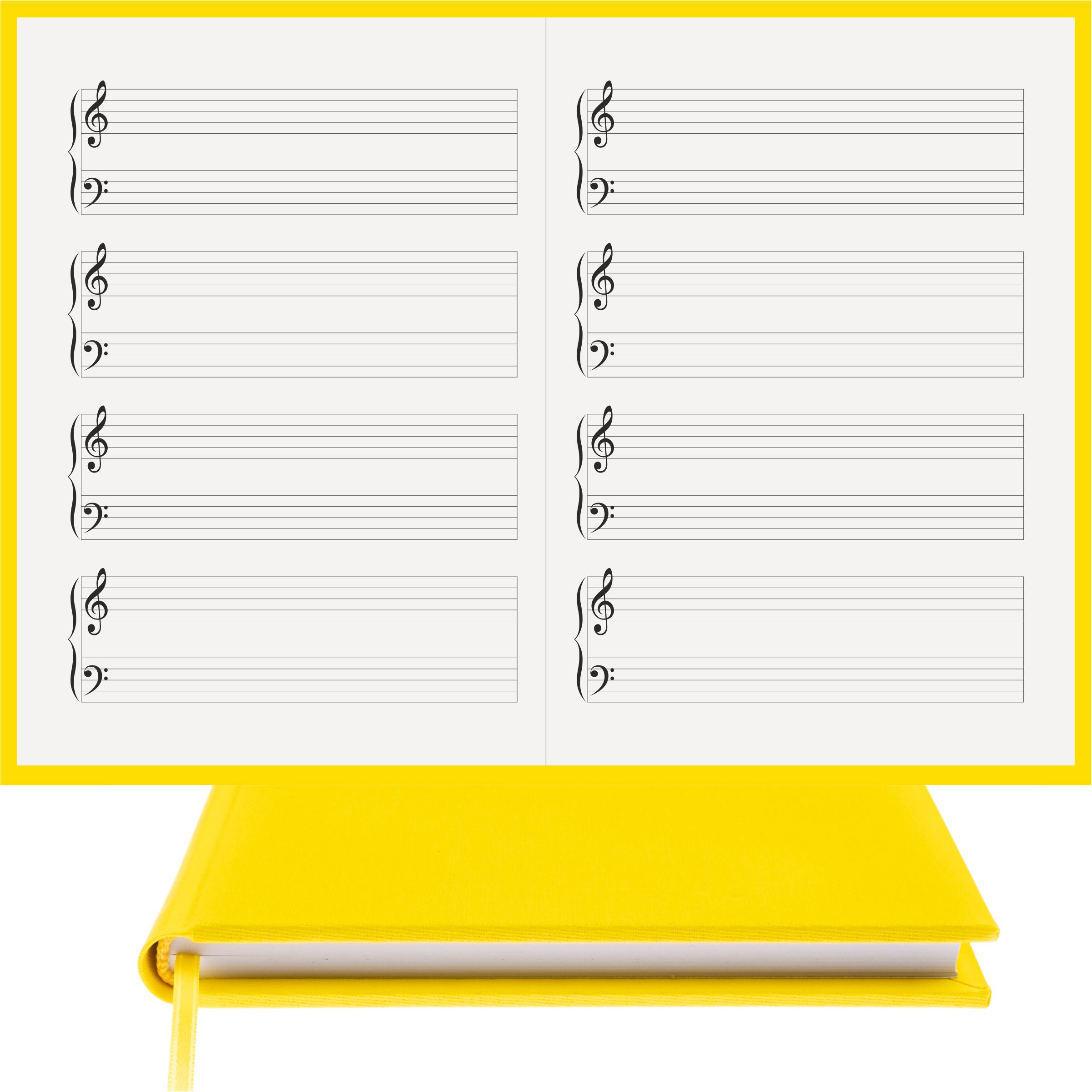 Piyano Nota Defteri Sol Fa Anahtarlı Nota Kağıdı - Hakiki Cilt Bezi Ciltli