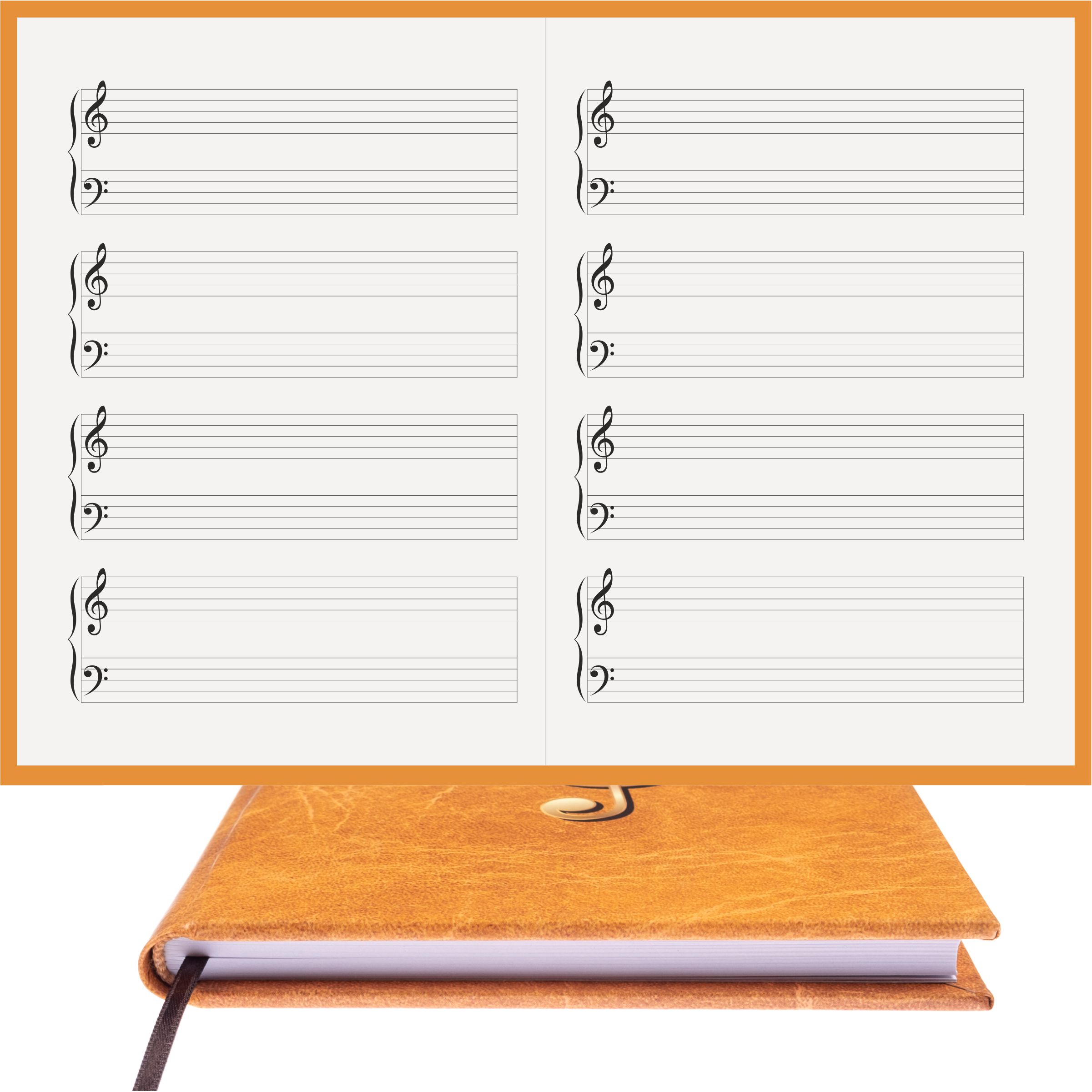 Piyano Nota Defteri Sol Fa Anahtarlı Nota Kağıdı  – Kuşe Kağıt Ciltli