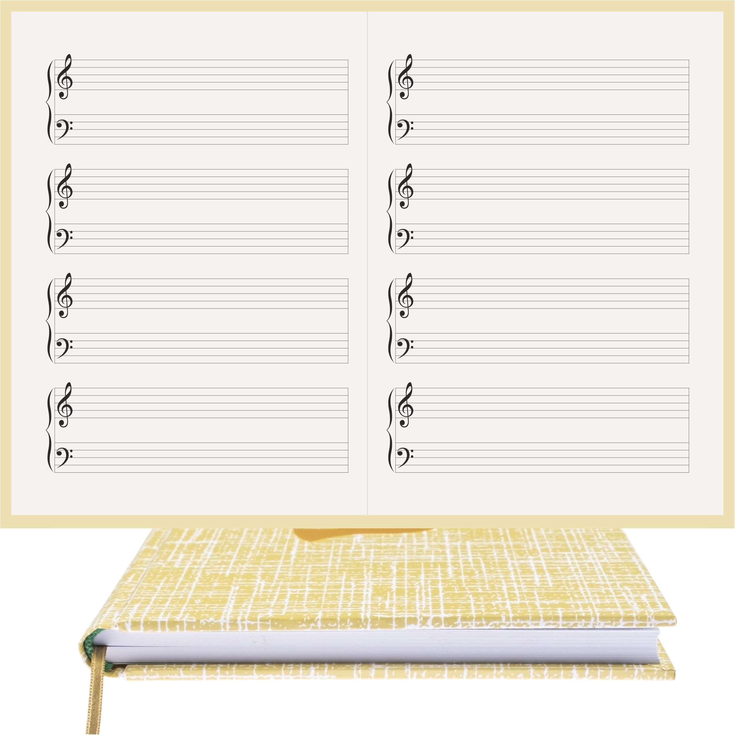 Piyano Nota Defteri Sol Fa Anahtarlı Nota Kağıdı  – Kuşe Kağıt Ciltli
