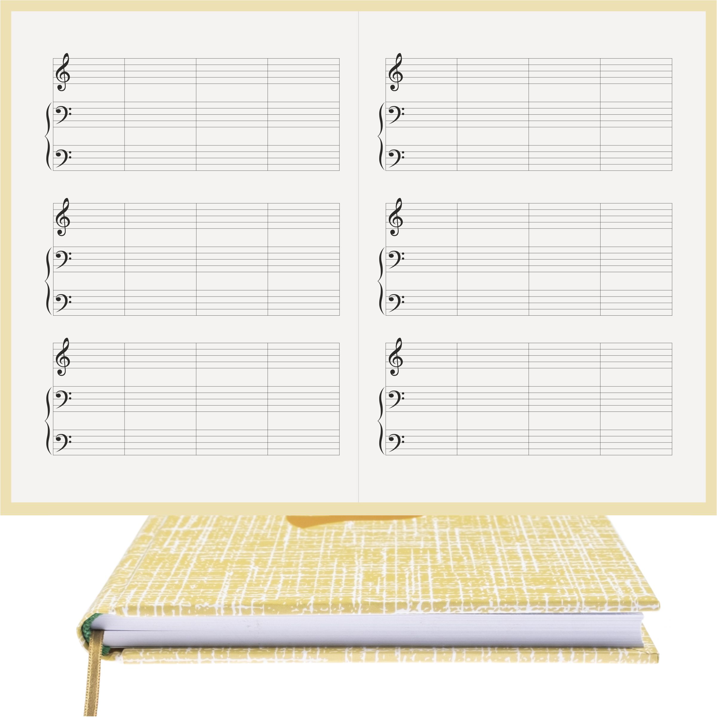 Piyano Nota Defteri - Sol Fa Fa Anahtarlı Kesik Çizgili – Kuşe Kağıt Ciltli