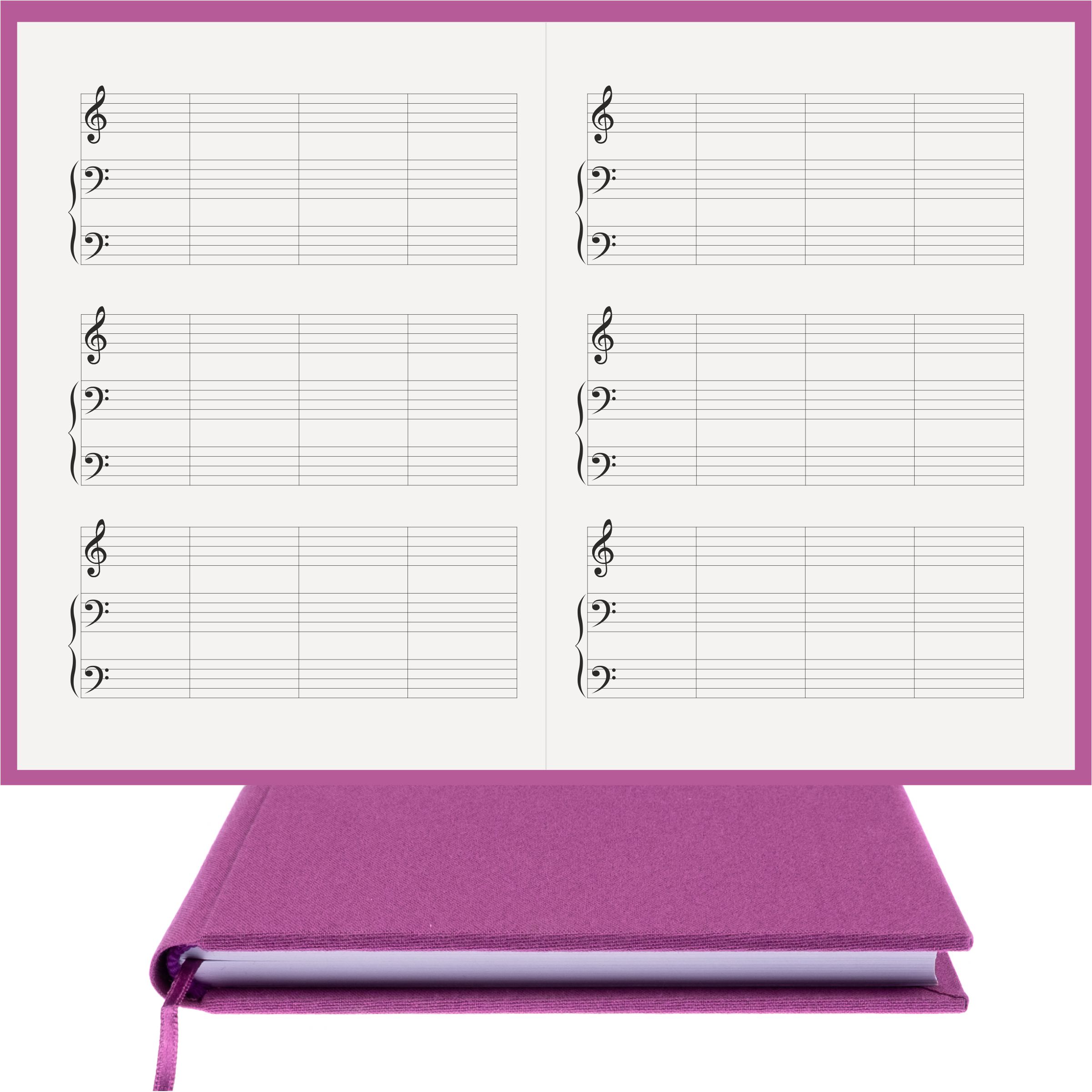 Piyano Nota Defteri - Sol Fa Fa Anahtarlı Kesik Çizgili – Viskon Kumaş