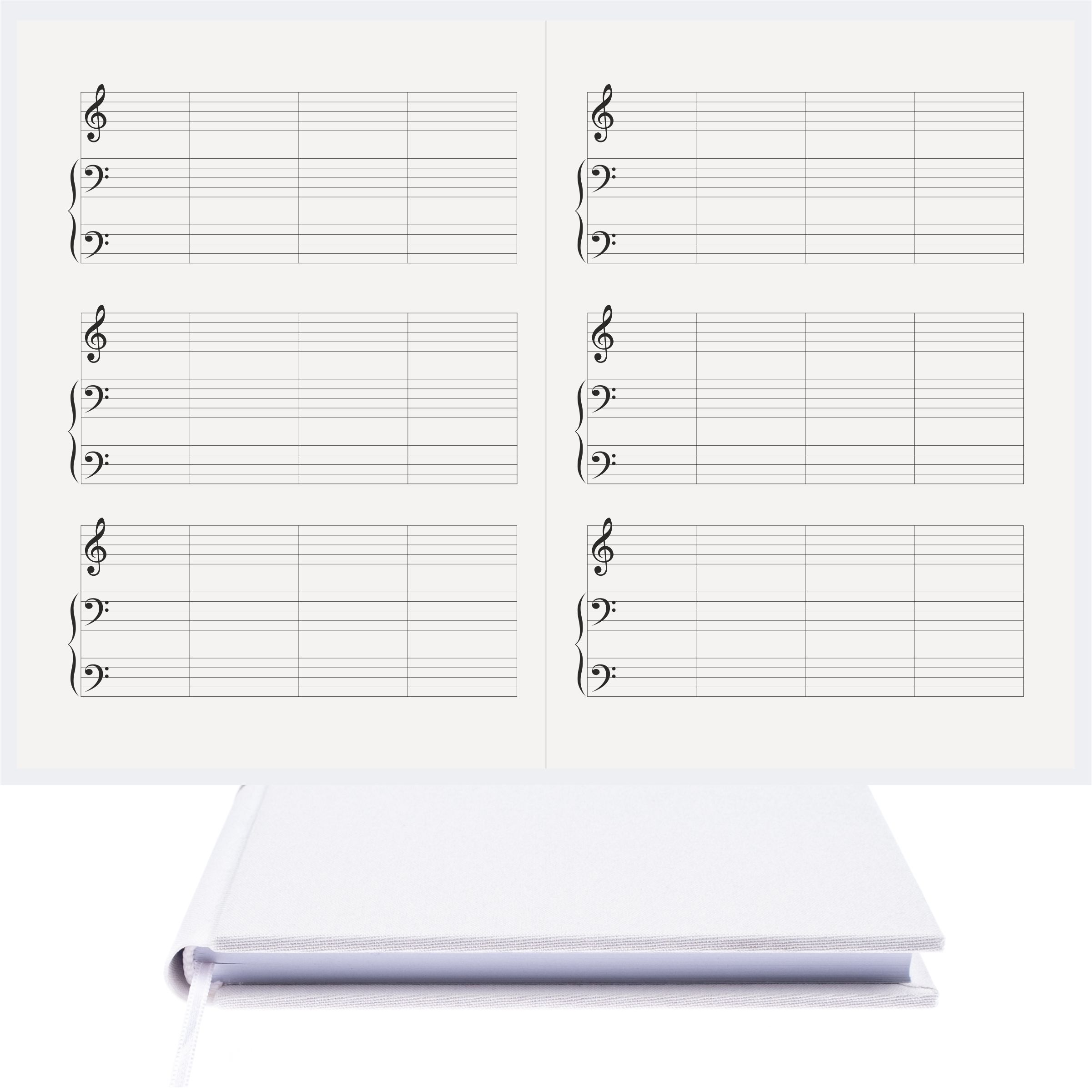 Piyano Nota Defteri - Sol Fa Fa Anahtarlı Kesik Çizgili – Viskon Kumaş
