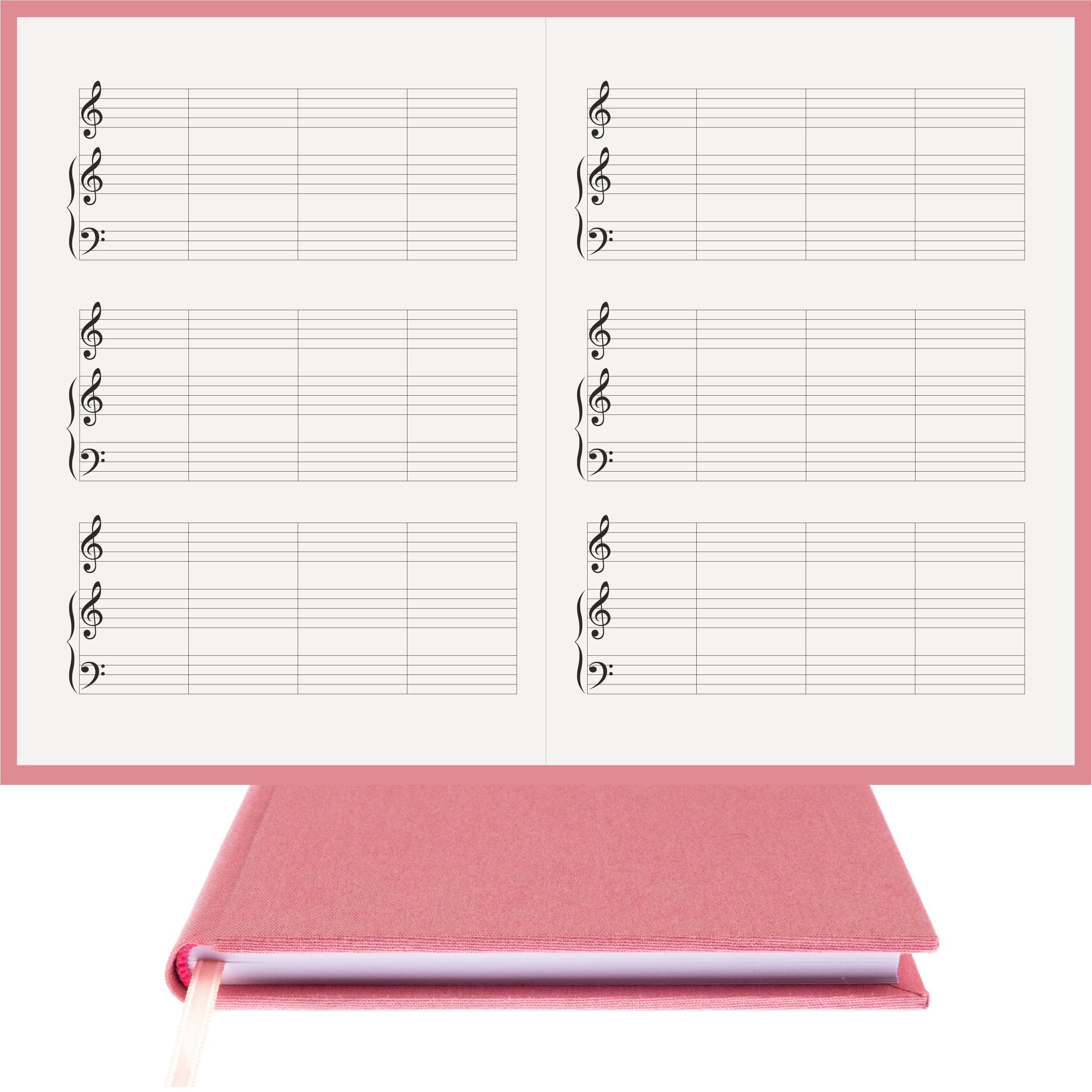 Piyano Müzik Nota Defteri - Sol Sol Fa Anahtarlı Kesik Çizgili – Viskon Kumaş