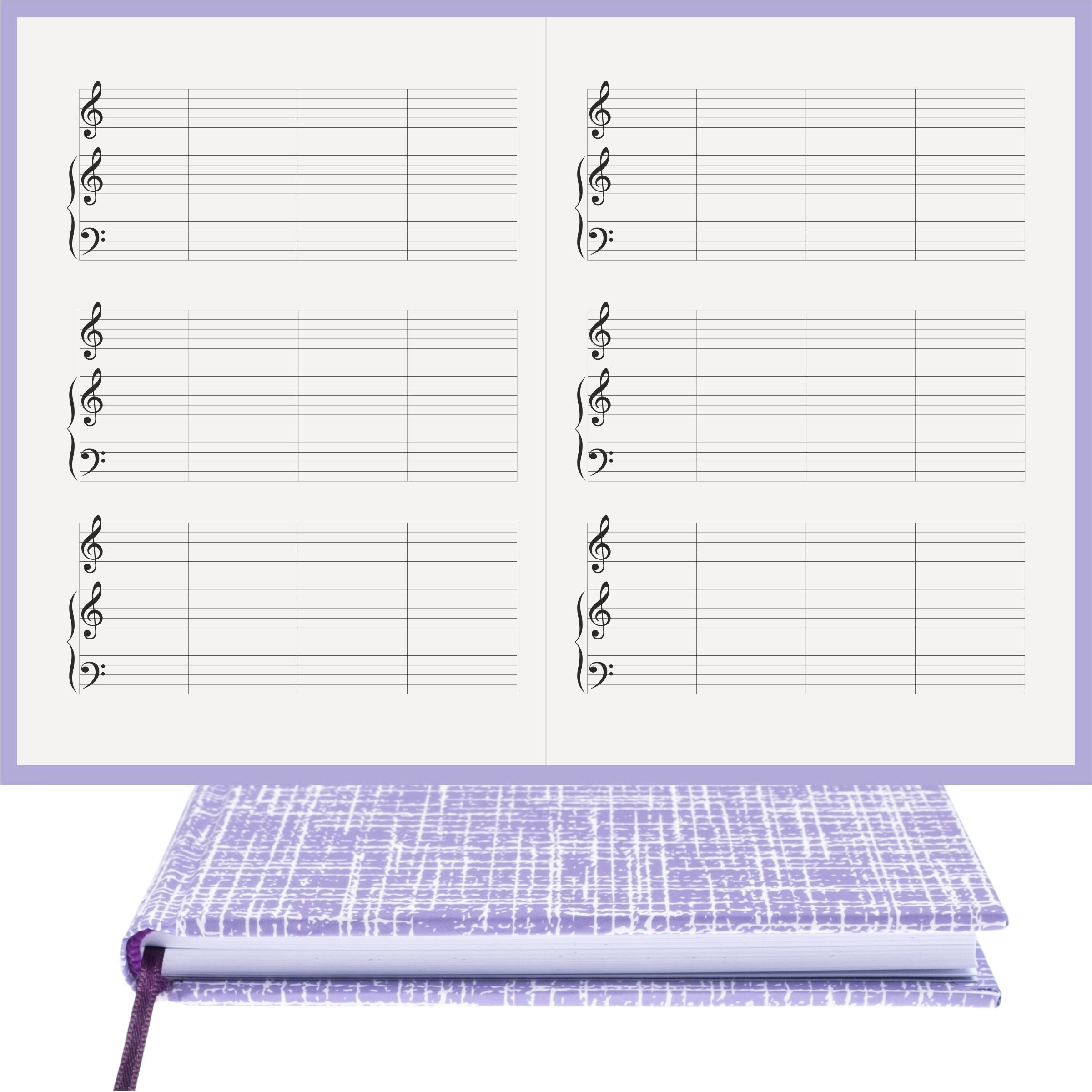 Piyano Müzik Nota Defteri - Sol Sol Fa Anahtarlı Kesik Çizgili – Kuşe Kağıt Ciltli