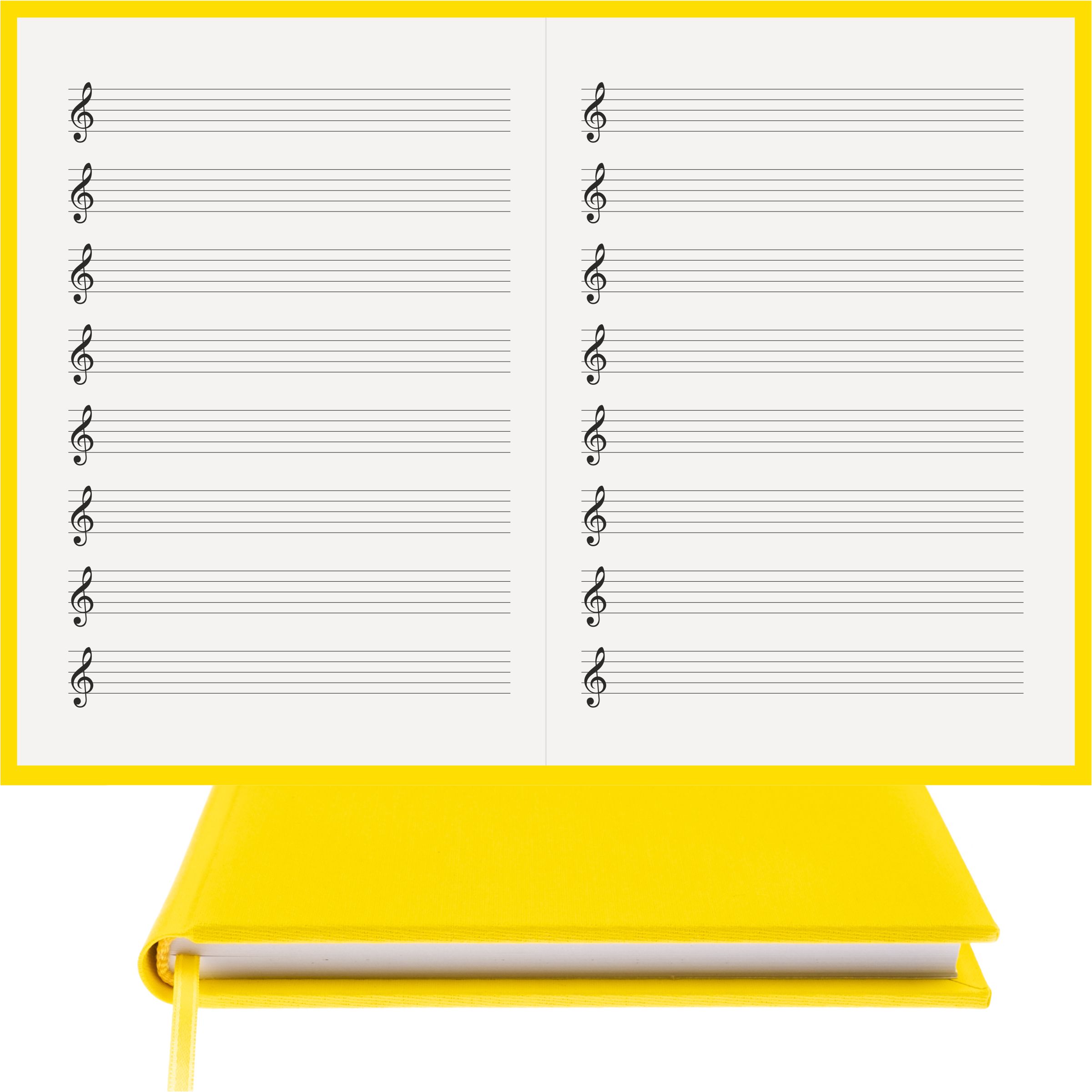 Müzik Defteri Sol Anahtarlı Nota Kağıdı - Hakiki Cilt Bezi Ciltli