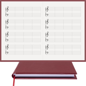 Piyano Müzik Nota Defteri - Sol Fa Anahtarlı, Kesik Çizgili Nota Kağıdı
